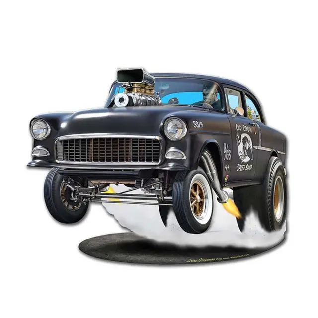 1955 Chevy Gasser Plasma Cut Steel Sign 18"x14"