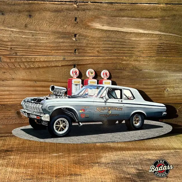 1964 Plymouth Gasser Cutout Killer Instincts Vintage Sign 18"x9"