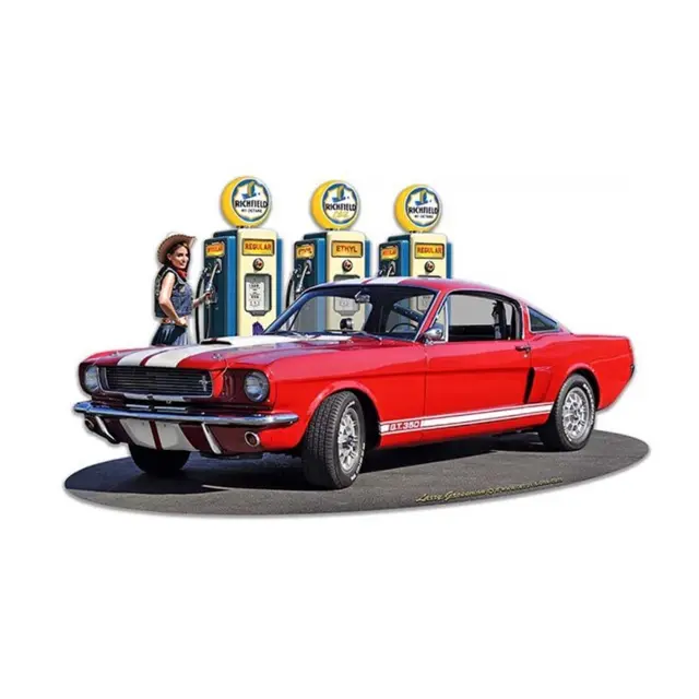 1966 Mustang GT 350 Fill-up WG Plasma Cut Steel Sign 18"x11"