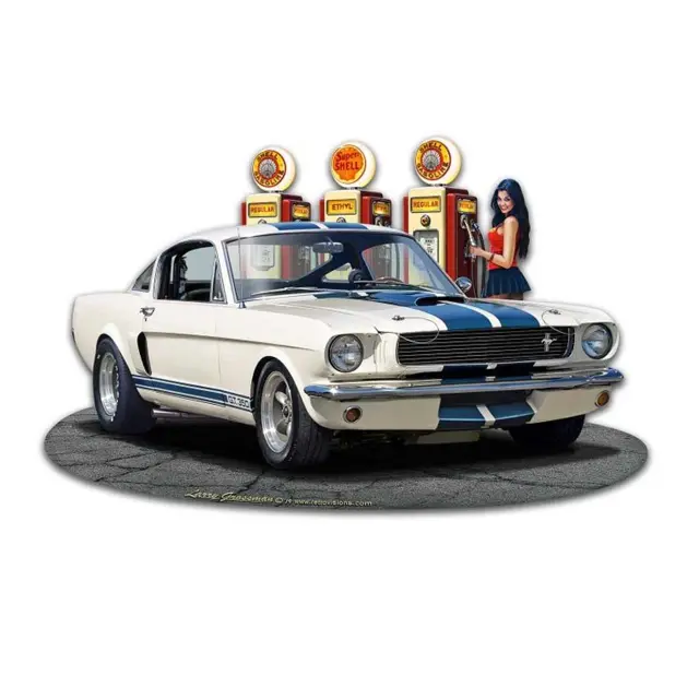 1965 Mustang GT 350 WG Pinup Girl Plasma Cut Steel Sign 18"x11"