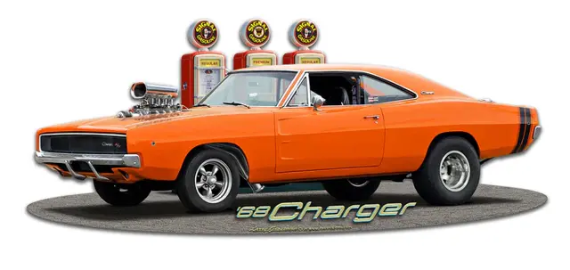 1968 Blown Charger Plasma Cut Steel Sign 18"x8"