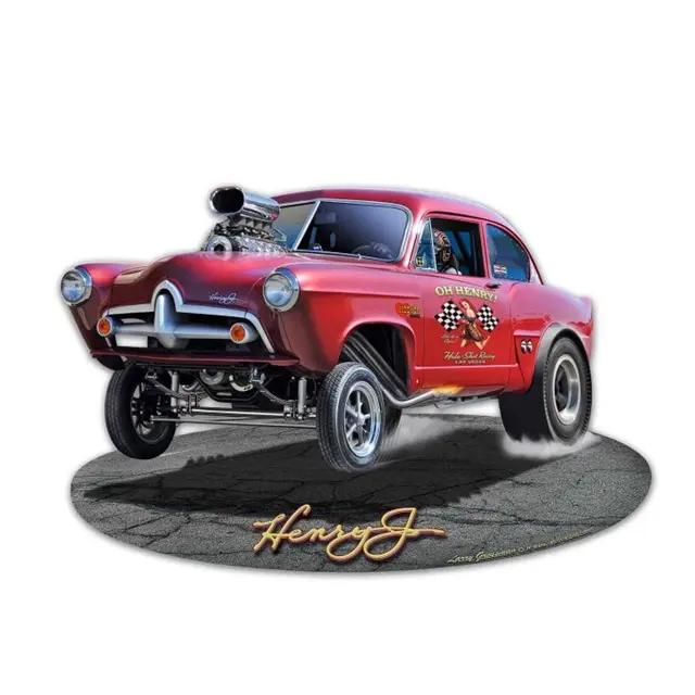 1951 Henry J Gasser Cut-out Plasma Cut Steel Sign 18"x12"