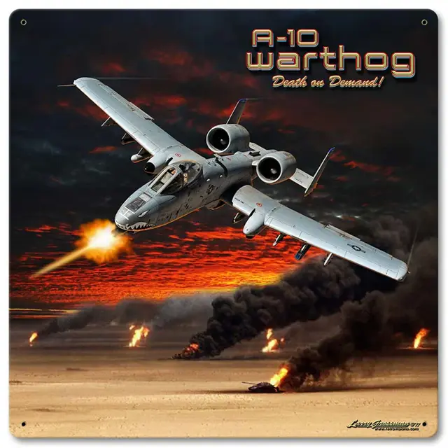 A-10 Warthog Plasma Cut Steel Sign 12"x12"
