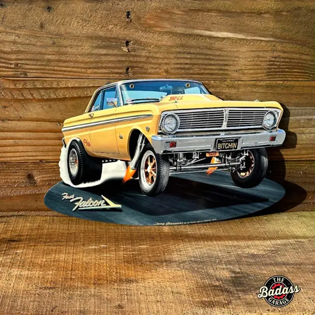 1965 Falcon Gasser Cut-out Vintage Sign 16"x10"