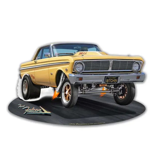 1965 Falcon Gasser Bitcoin' Cut-out Plasma Cut Steel Sign 18"x11"
