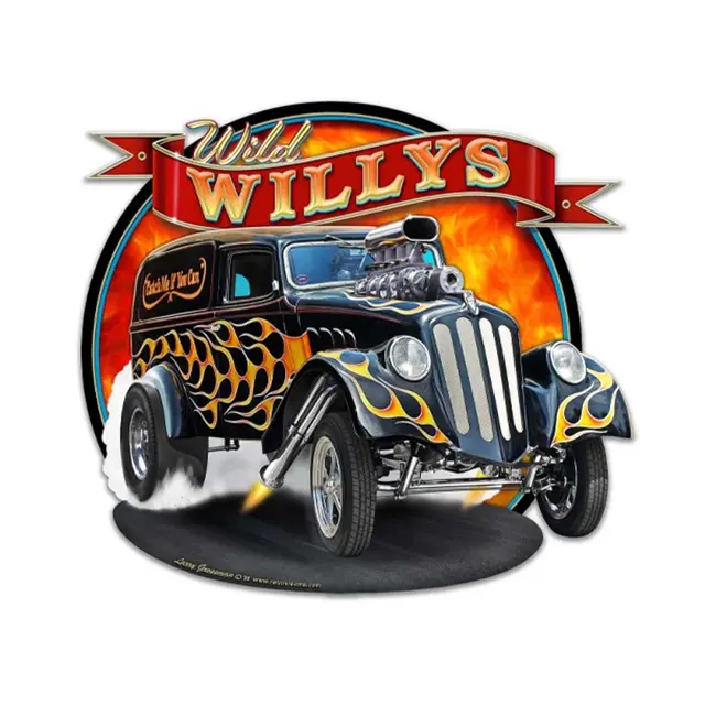 1933 Wild Willys Plasma Cut Steel Sign 16"x15"