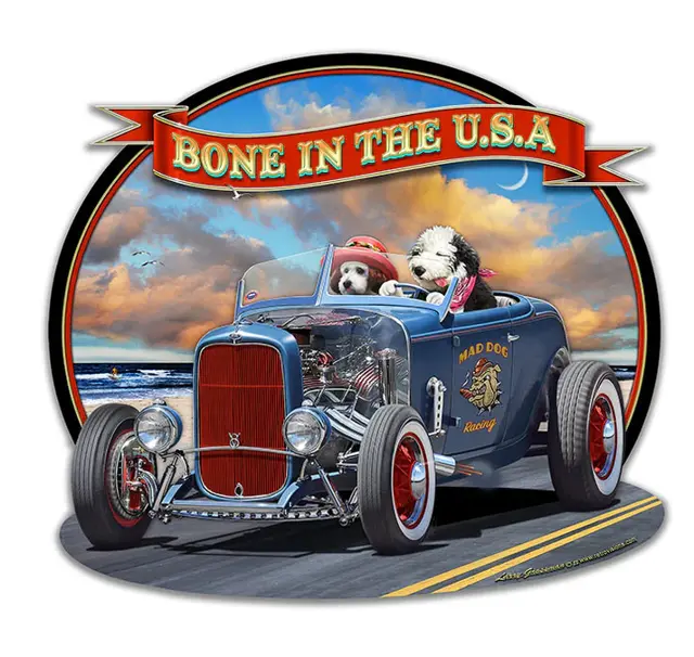 Bone In The USA Plasma Cut Steel Sign 16"x14"
