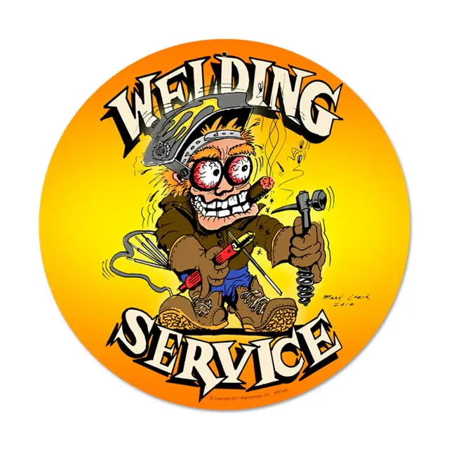 Welding Service Round Plasma Cut Steel Sign 14"x14"