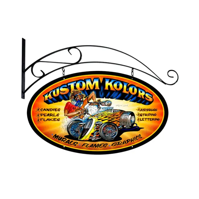 Kustom Kolors Double Sided Oval W/Hanger Plasma Cut Steel Sign 24"x24"