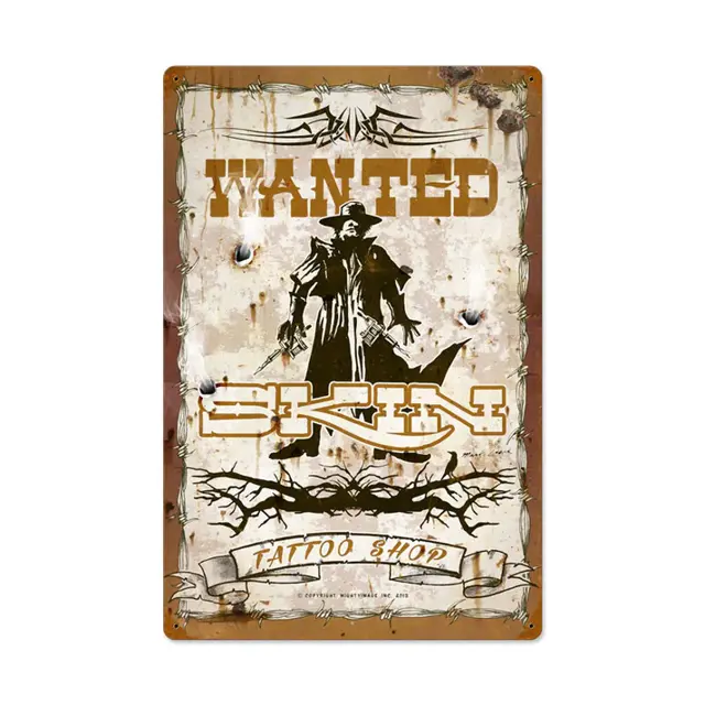 Wanted Skin Poster Plasma Cut Steel Sign 16"x24"