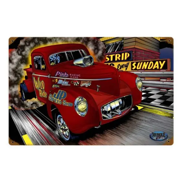 Willys Hammer Time Gasser Rectangle Steel Sign 18"x12"