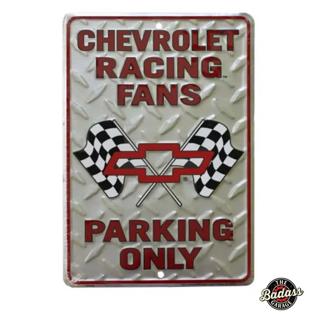 Chevy Racing Fans 12" Embossed Tin Parking Sign