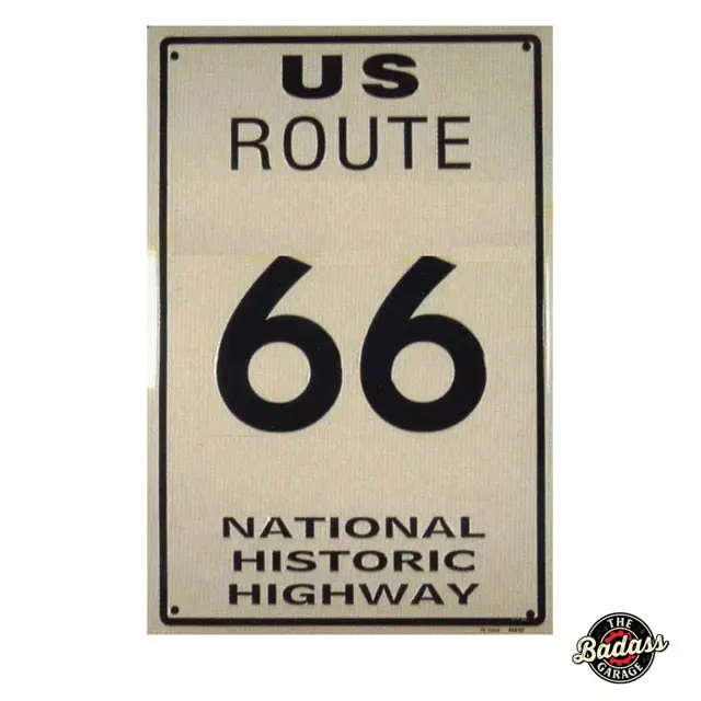 Route 66 National Historic HWY 18" Embossed Tin Parking Sign