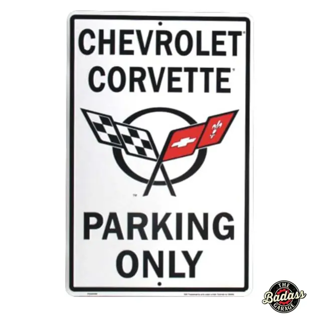 Corvette Parking Only 18" Embossed Tin Parking Sign