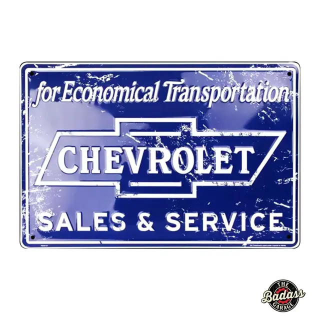 Chevrolet Sales & Services 18" Embossed Tin Parking Sign