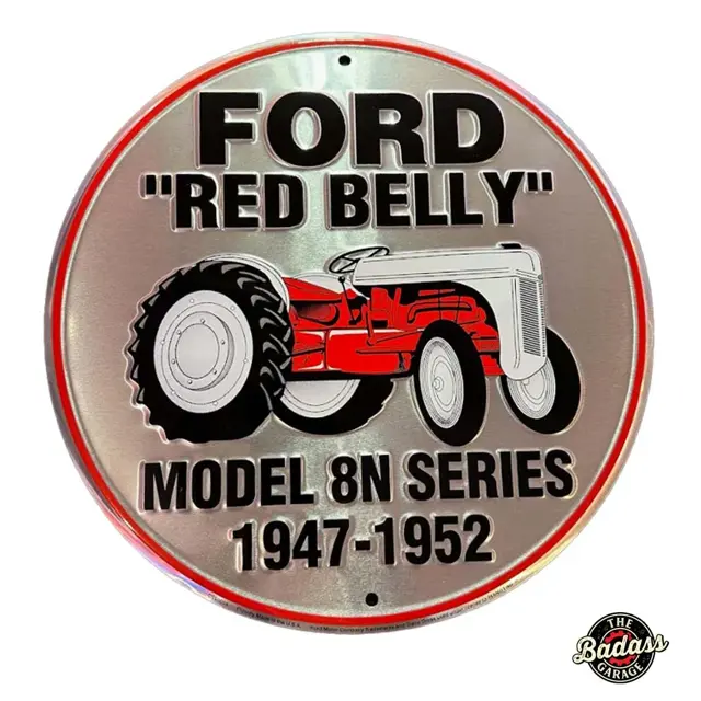 Ford Red Belly Tractor 12" Round Embossed Tin Sign