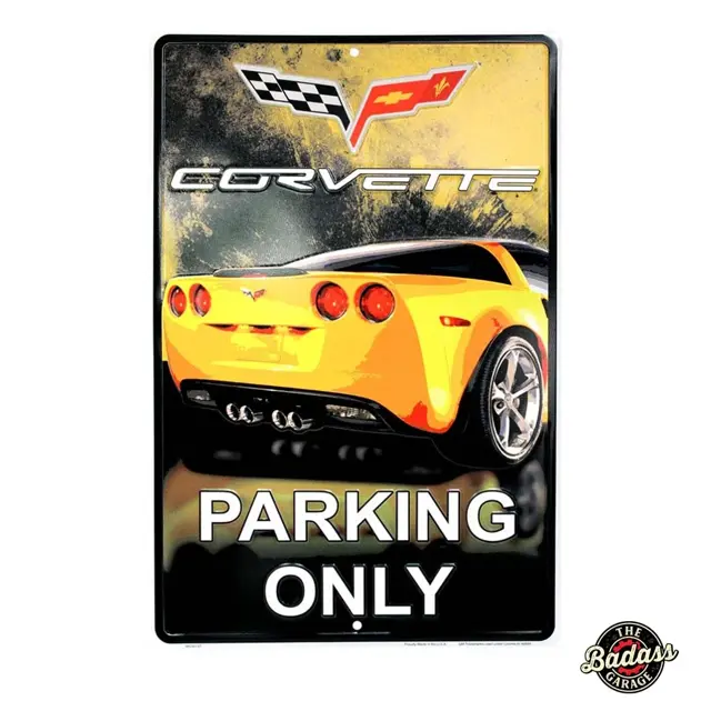 Corvette Only C6 Logo 18" Embossed Tin Parking Sign