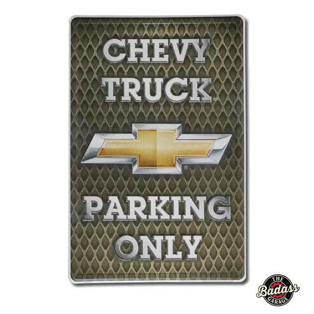 Chevy Trucks Only Brown 18" Embossed Tin Parking Sign