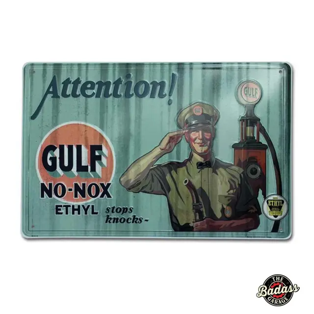 Attention! Gulf No-NOX 18" Embossed Tin Parking Sign