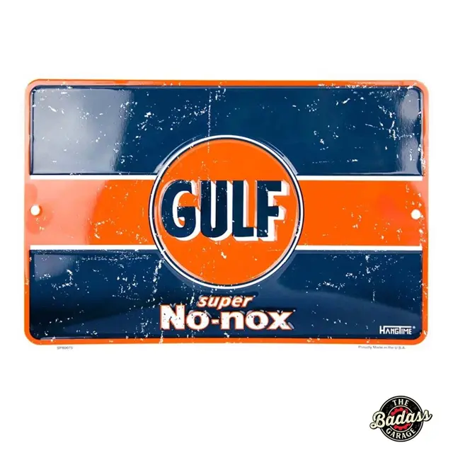 Gulf Super No-NOX 12" Embossed Tin Parking Sign
