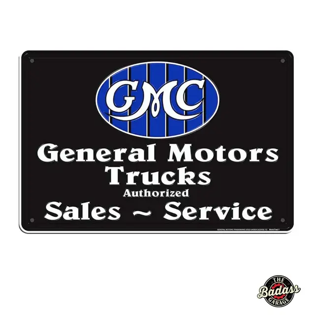 GMC General Motors Trucks 18" Embossed Tin Parking Sign