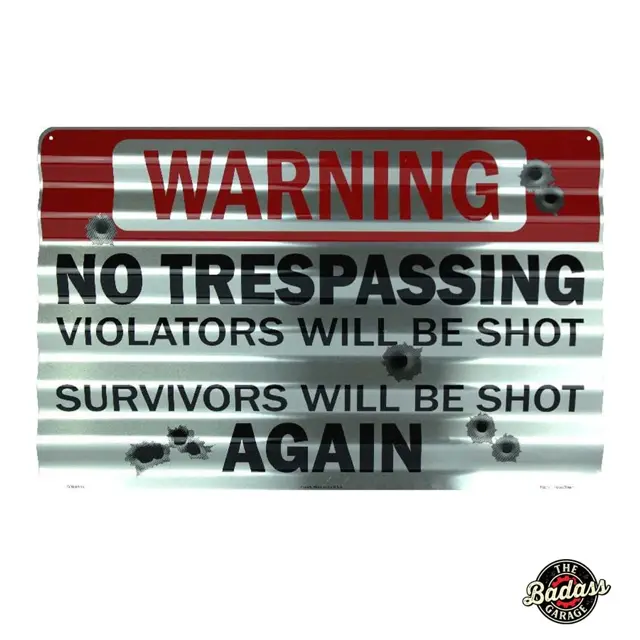 Warning No Tresspassing 18" Corrugated Metal Sign