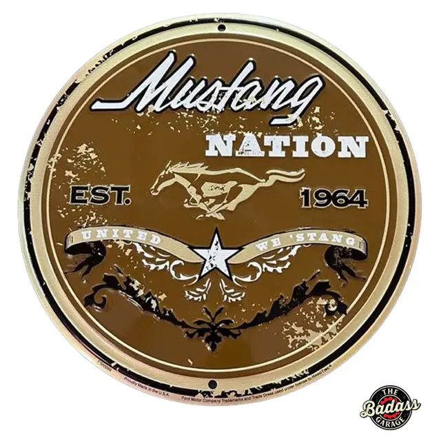 Mustang Nation 1964 12" Round Embossed Tin Sign