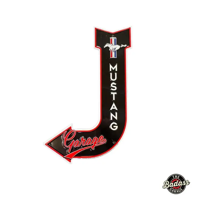 Mustang Garage 17" Embossed Tin J Arrow Sign