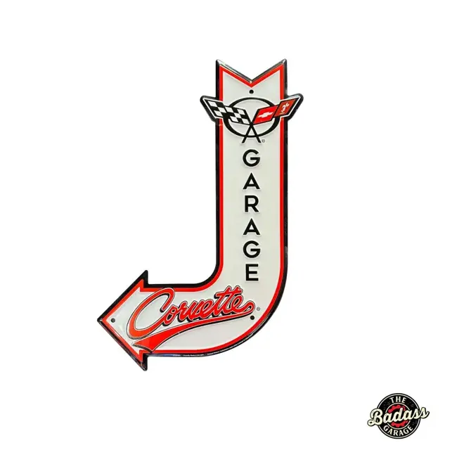 Corvette Garage 17" Embossed Tin J Arrow Sign