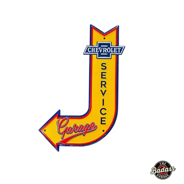 Chevrolet Service Garage 17" Embossed Tin J Arrow Sign