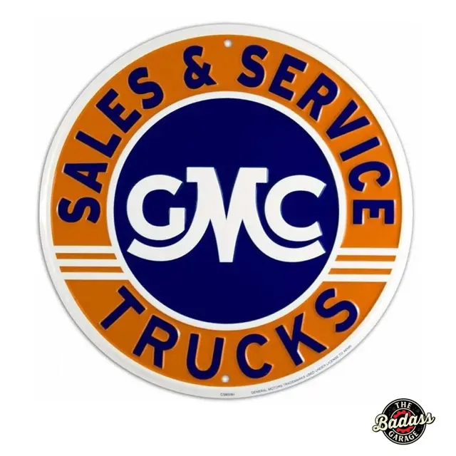 GMC Sales & Service 24" Round Embossed Tin Sign
