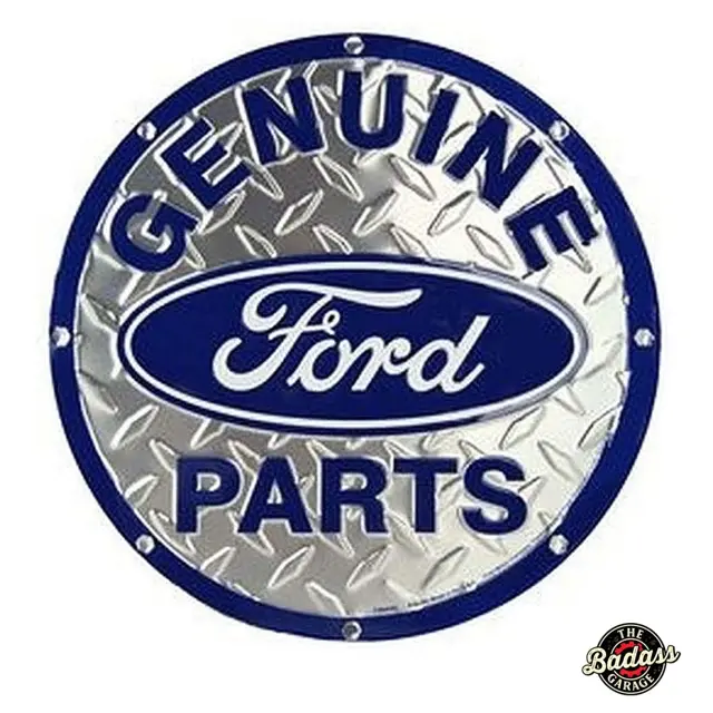 Ford Genuine Parts 24" Round Diamond Plate Tin Sign