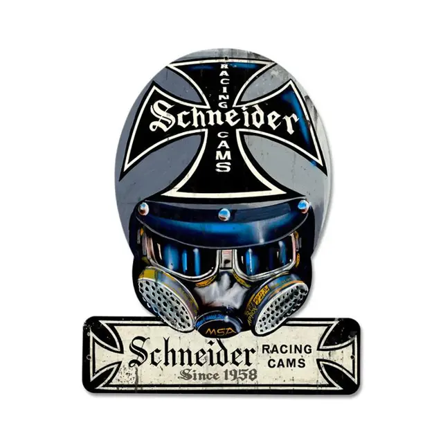 Schneider Cams Helmet Plasma Cut Steel Sign 12"x15