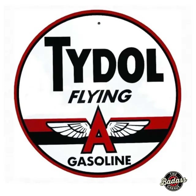 Tydol Flying A Gas 24" Round Embossed Tin Sign
