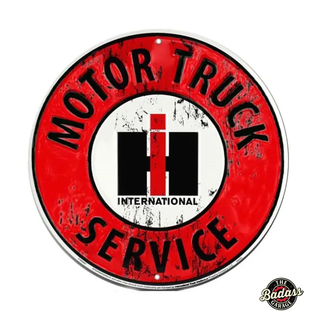 International Motor Truck 24" Round Embossed Tin Sign