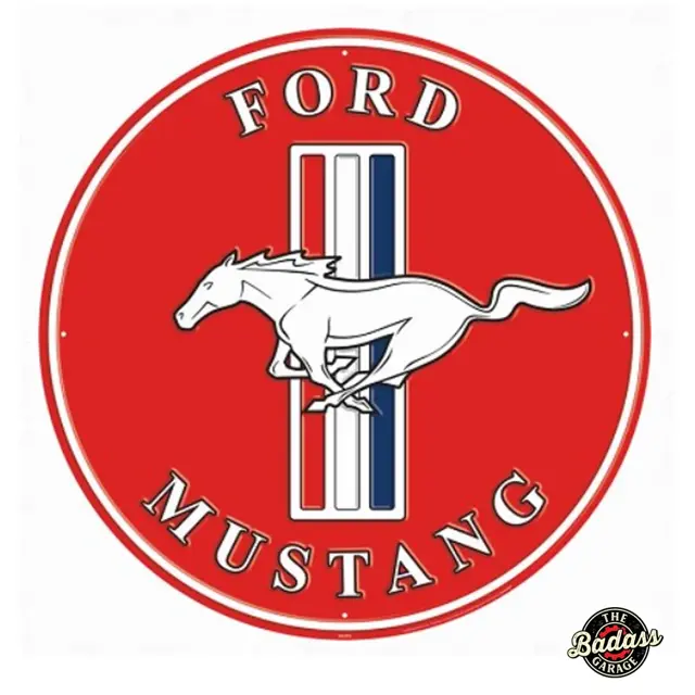 Ford Mustang Red 24" Round Embossed Tin Sign