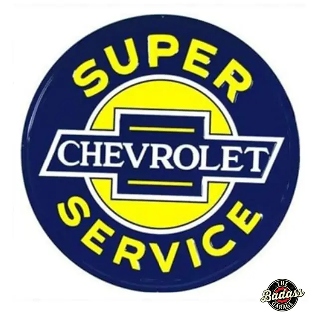 Chevy Super Service 24" Round Embossed Tin Sign