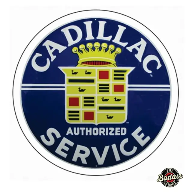 Cadillac Service 24" Round Round Embossed Tin Sign