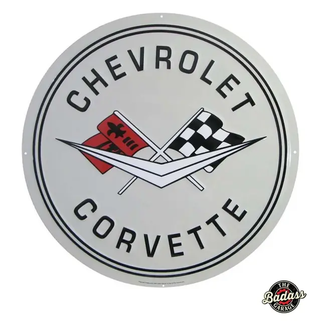 Corvette C1 24" Round Embossed Tin Sign