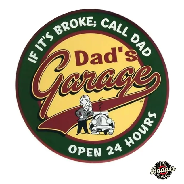 Dad's Garage 24" Round Embossed Tin Sign