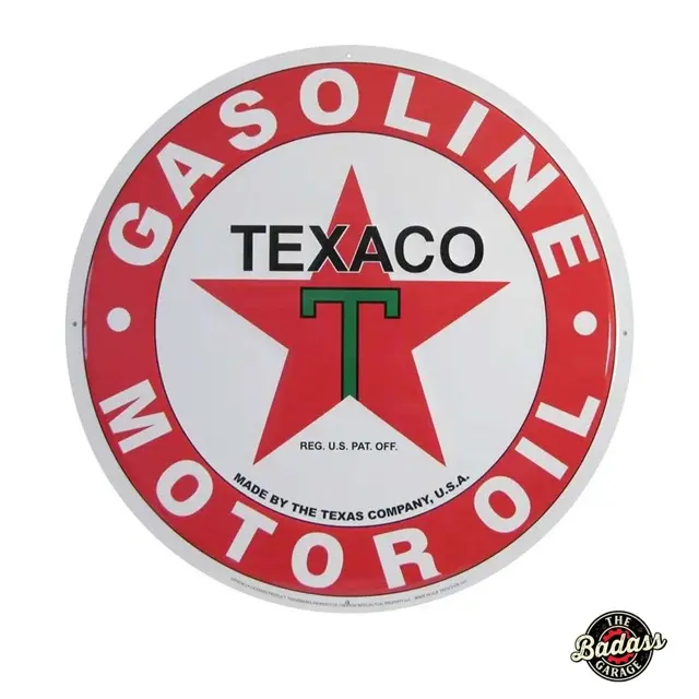Texaco Logo 24" Round Embossed Tin Sign