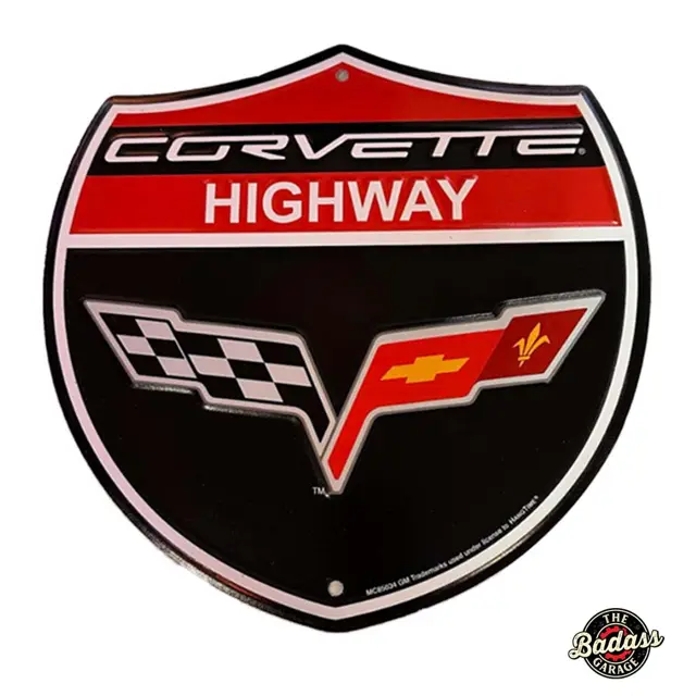 Corvette Highway 12" Shield Metal Sign