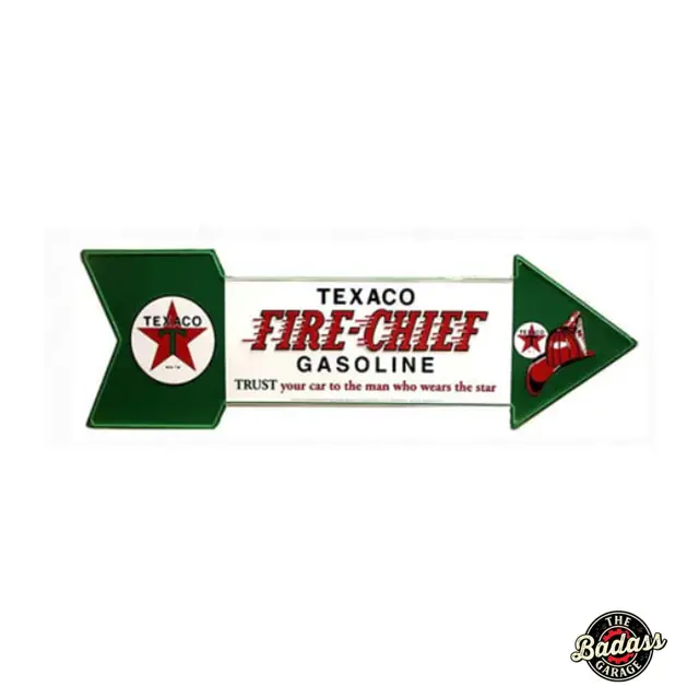 Texaco Fire Cheif 27" Embossed Tin Arrow Sign