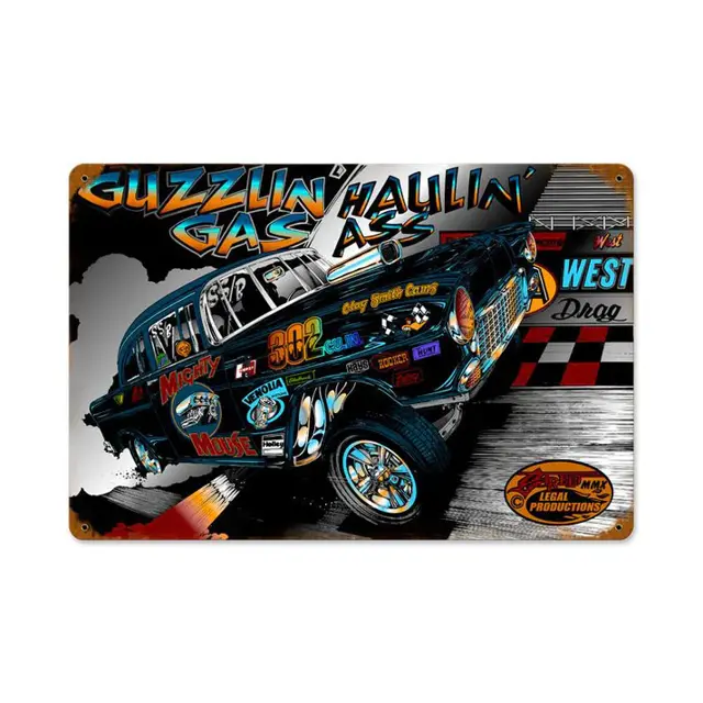 Guzzlin Gas Haulin Ass Plasma Cut Steel Sign 18"x12"