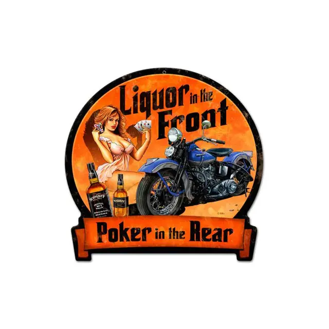 Liquor Up Front Plasma Cut Steel Sign 16"x15"