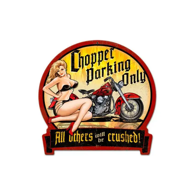 Chopper Parking Only Plasma Cut Steel Sign 16"x15