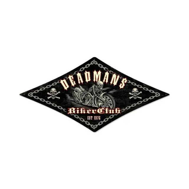 Deadmans Biker Club Plasma Cut Steel Sign 24"x14"