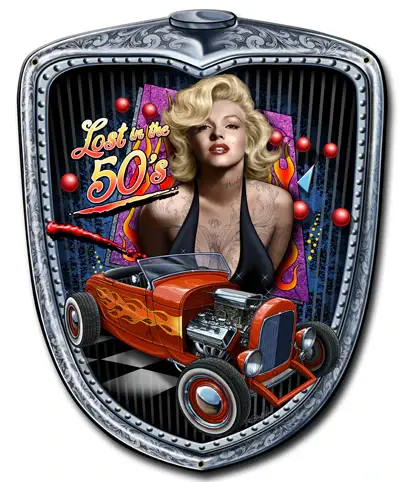 Marilyn Grill Lost In The 50's Plasma Cut Steel Sign 11"x14"