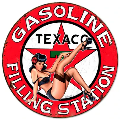 Texaco Girl Plasma Cut Round Steel Sign 14"x14"