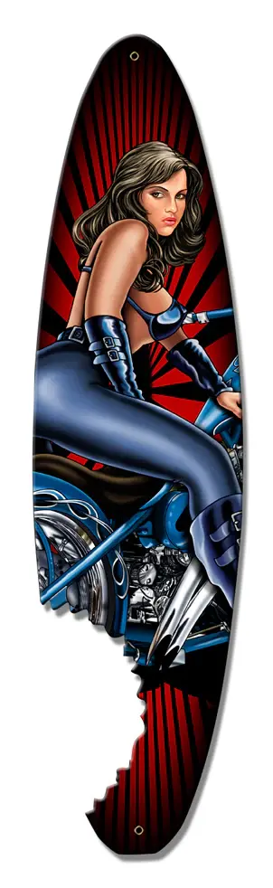 Pin Up Surfboard Plasma Cut Steel Sign 5"x18"